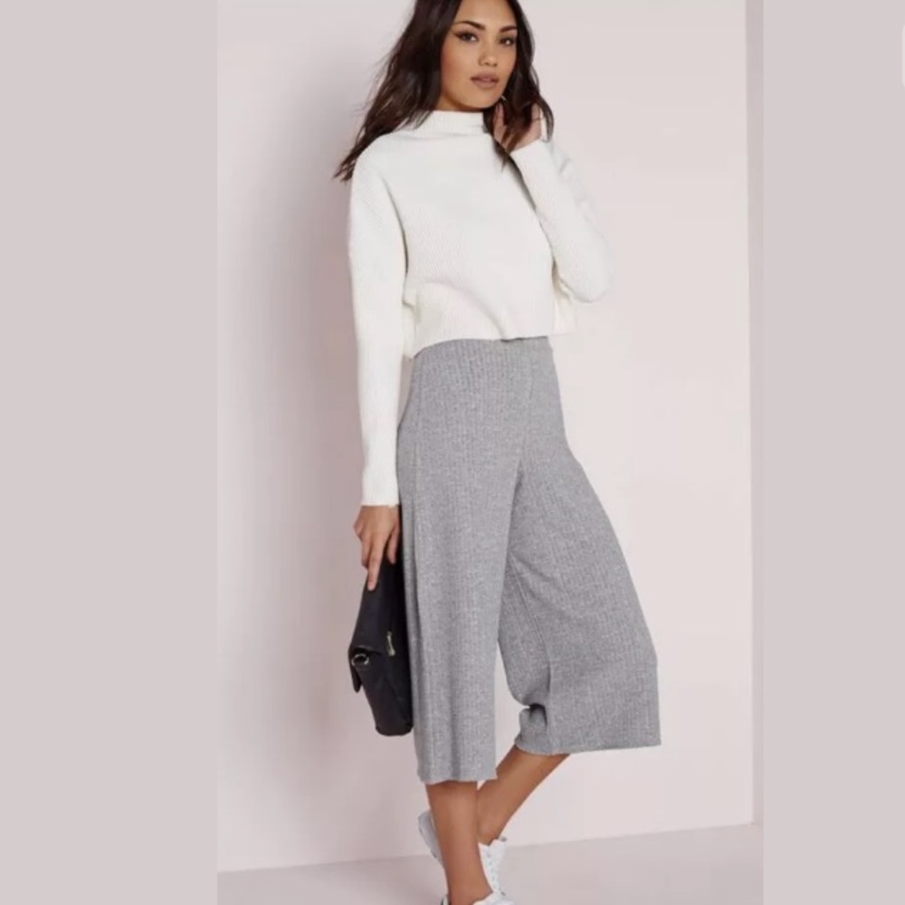 ideology ribbed culottes grey Pants Wide Leg Pants